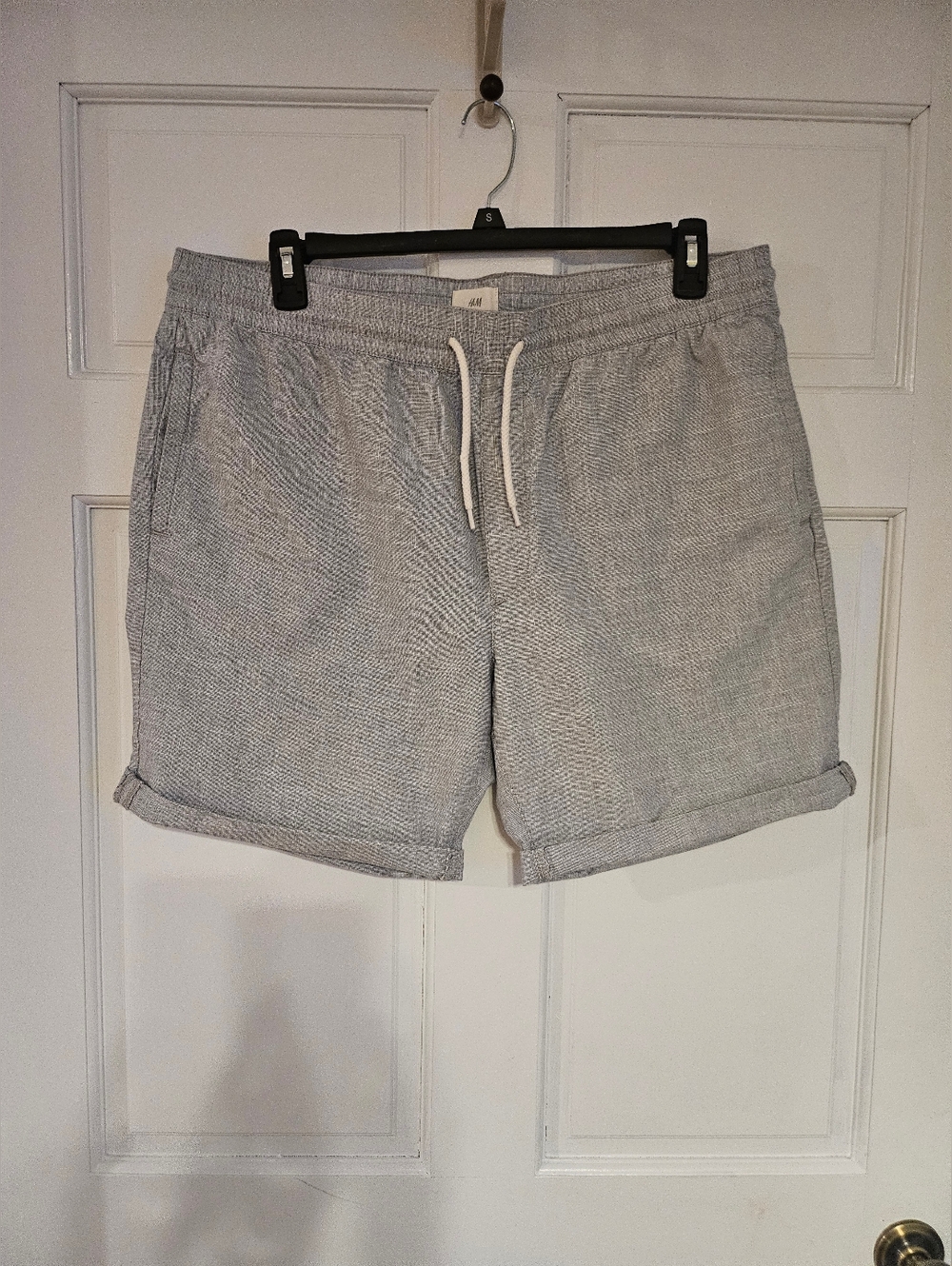 H&M Men's Chambray Drawstring Shorts - Navy Blue